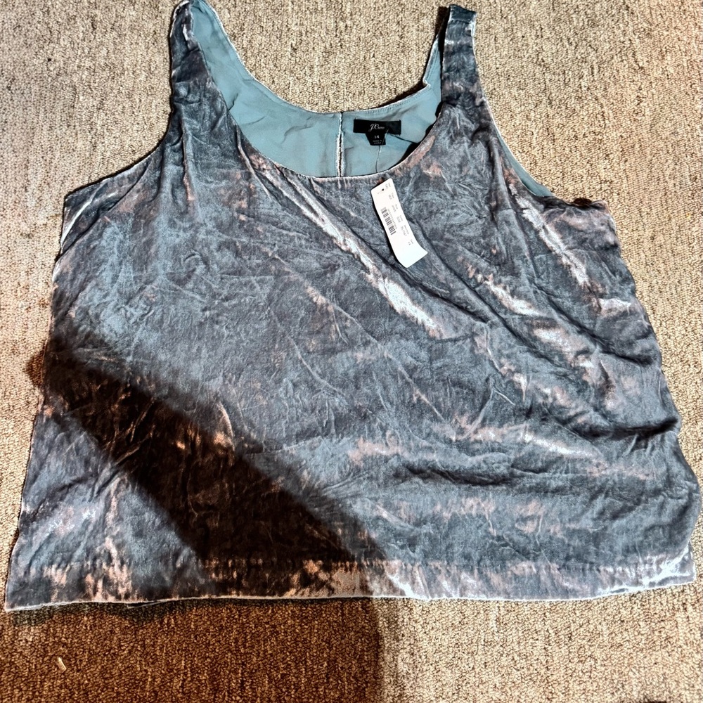 J.Crew Crushed Velvet Tank Top – Blue Gray (14)
